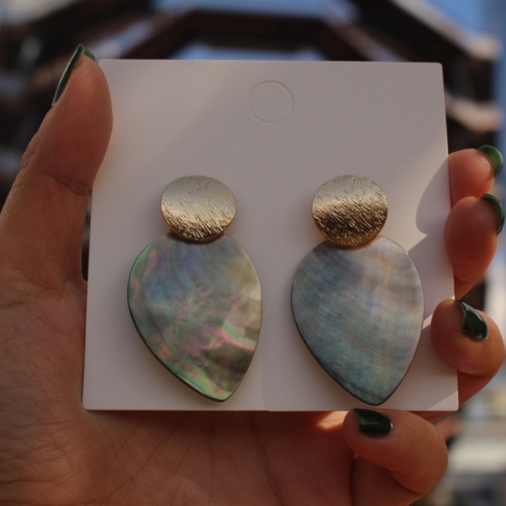 New Gold ABALONE Natural Shell Crystal Dangle - Picture 6 of 8